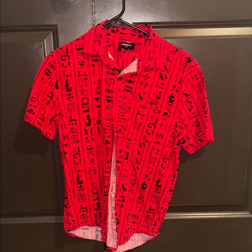 Forever 21 Red Graphic Casual Shirt